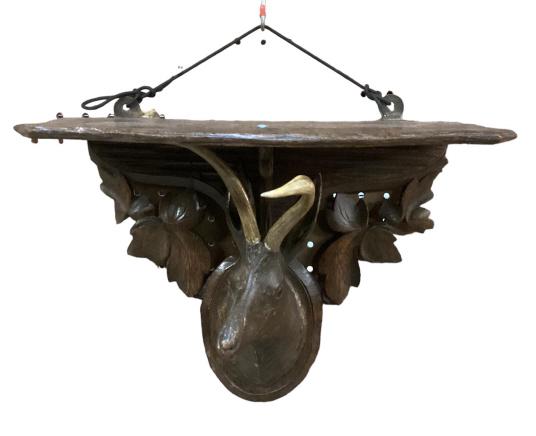 Black Forest Carved Stag Head Wall Shelf (1 of 5)