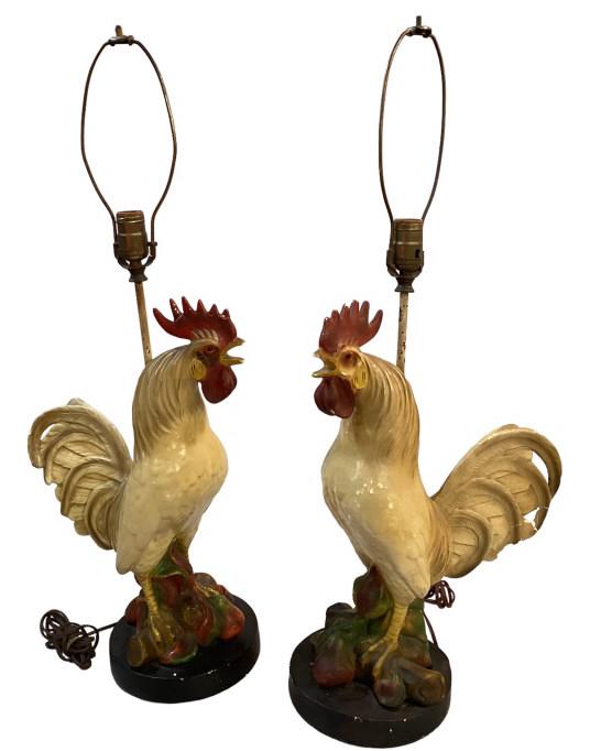 Pair Vintage Ceramic Chanticleer  Lamps (1 of 5)