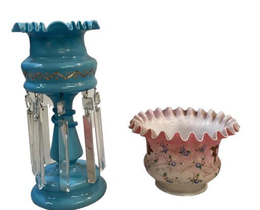 Bristol Glass Mantle Luster, Painted Shade (1 of 5)