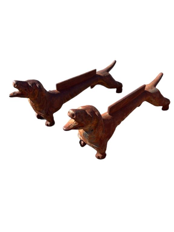 Pair Vintage Cast Iron  Dachshund Boot Scrapes (1 of 3)