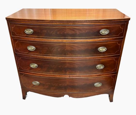 Inlaid Bow Front Mahogany Chest (1 of 6)
