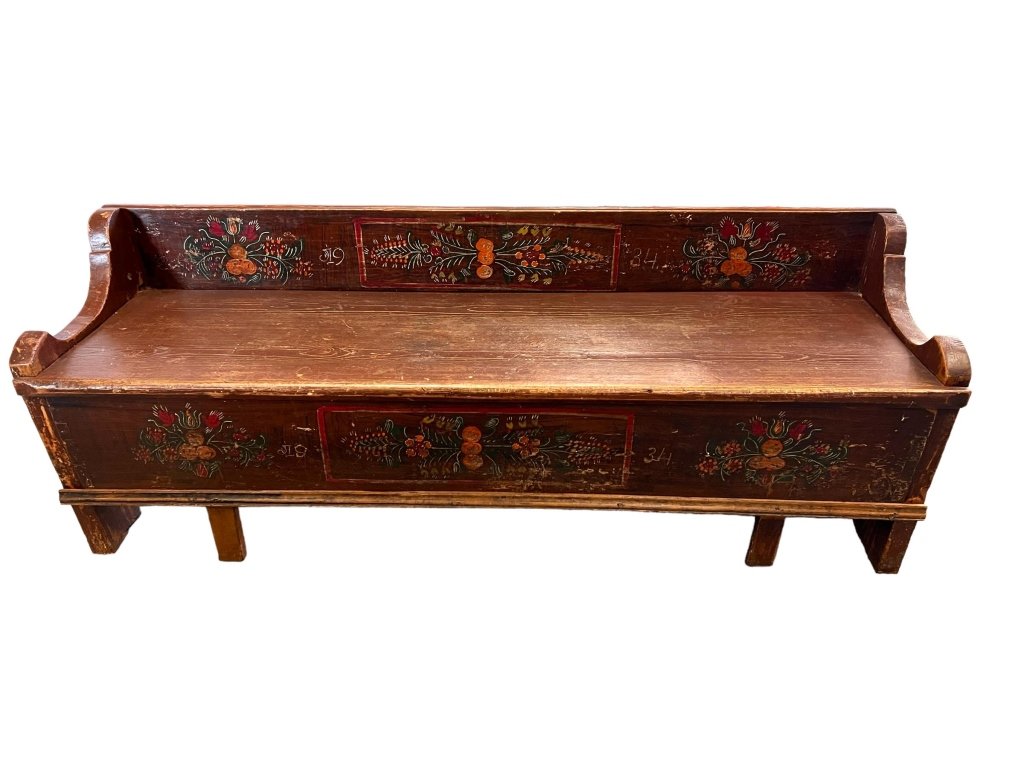 Paint Decorated Scandinavian Bench/Trundle Bed (1 of 5)