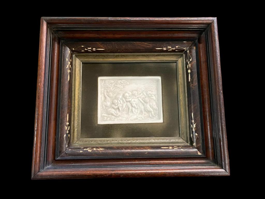 Mounted Bas Relief Bisque Porcelain Plaque (1 of 4)