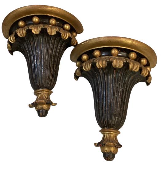 Pair Italian Carved Wooden Wall Brackets (1 of 4)