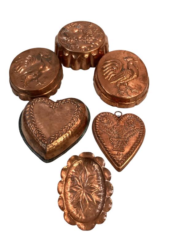 Six Copper Food Molds (1 of 4)