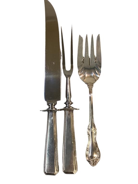 Sterling Handle Carving Set, Cold Meat Fork (1 of 4)