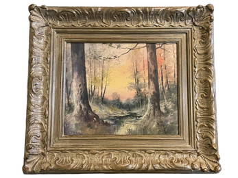 A Woodland Landscape with Pond, Elbridge J Fenn