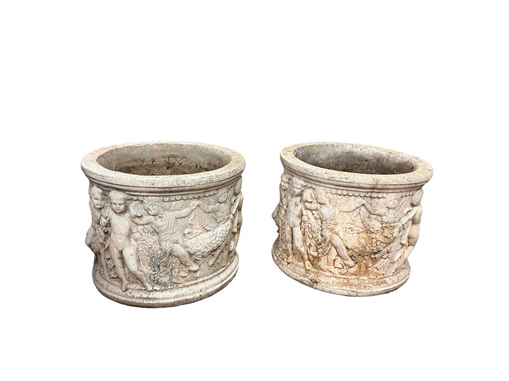 Pair Of Vintage Concrete Garden Planters (1 of 4)