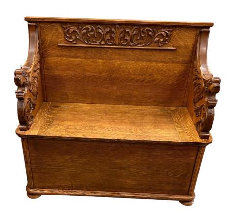 Golden Oak Lift Top Settee (1 of 3)