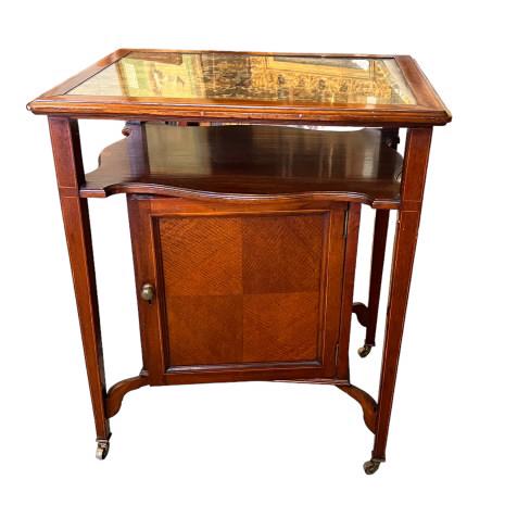 Inlaid Mahogany Tea Cart (1 of 4)