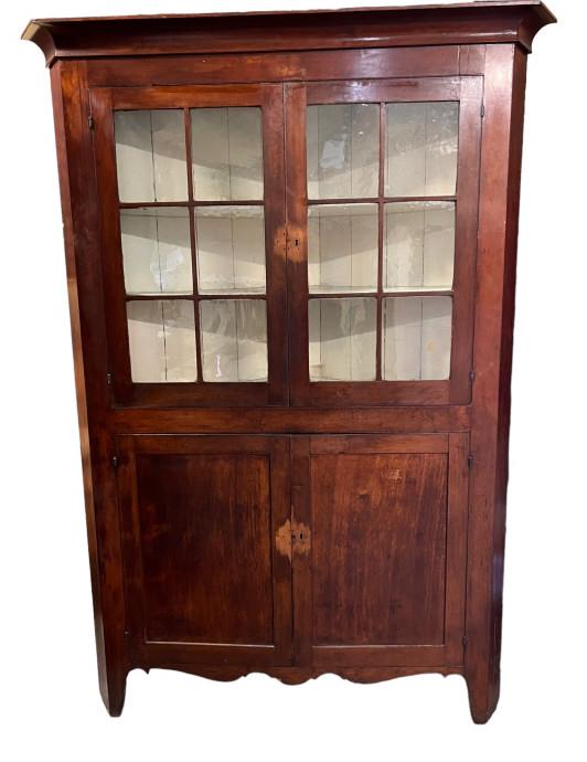 Chippendale Cherry 12 Pane Corner Cupboard (1 of 4)