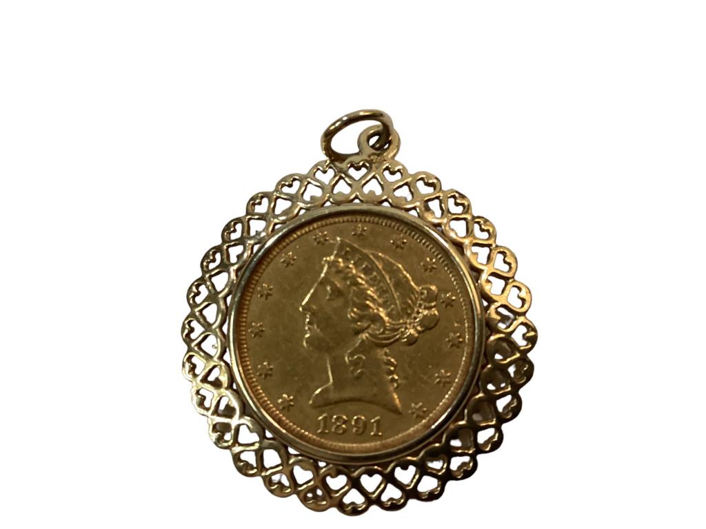 1891 Liberty Head Five Dollar Gold Coin (1 of 4)