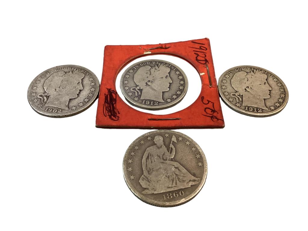 Seated Liberty, Barber Half Dollar Silver Coins (1 of 5)
