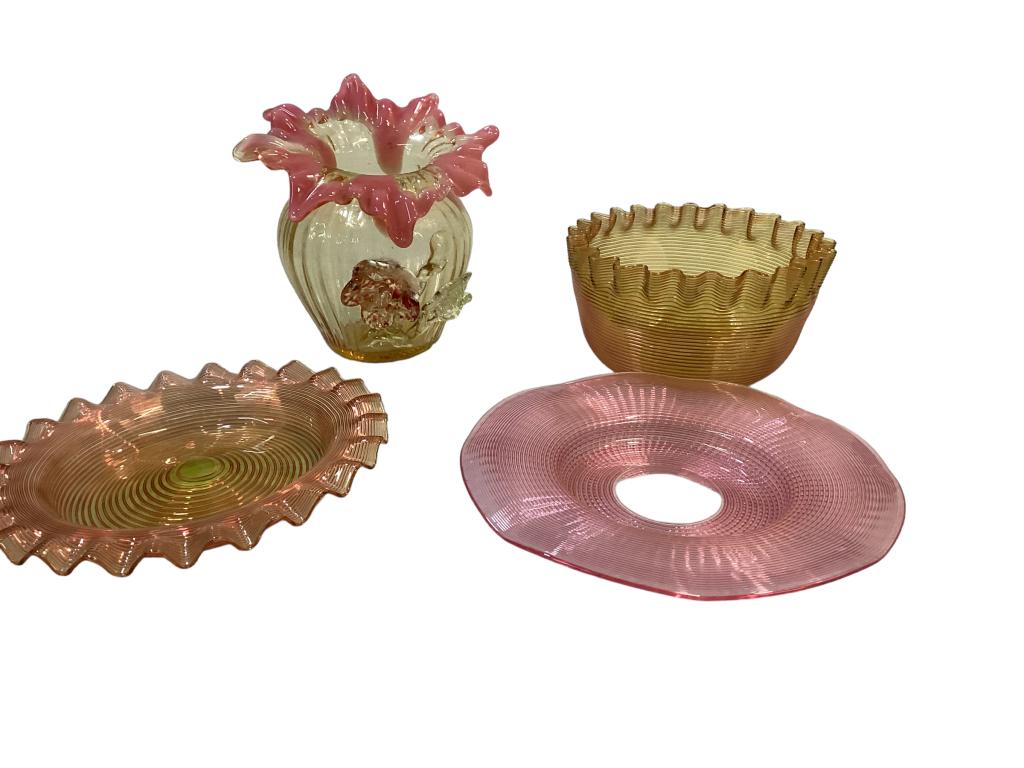 4 Pieces Venetian  Style Hand Blown Glass (1 of 4)