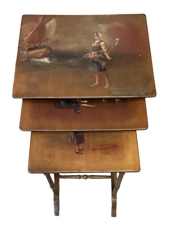 Set Of Hand Painted Polychrome Nesting Tables (1 of 7)