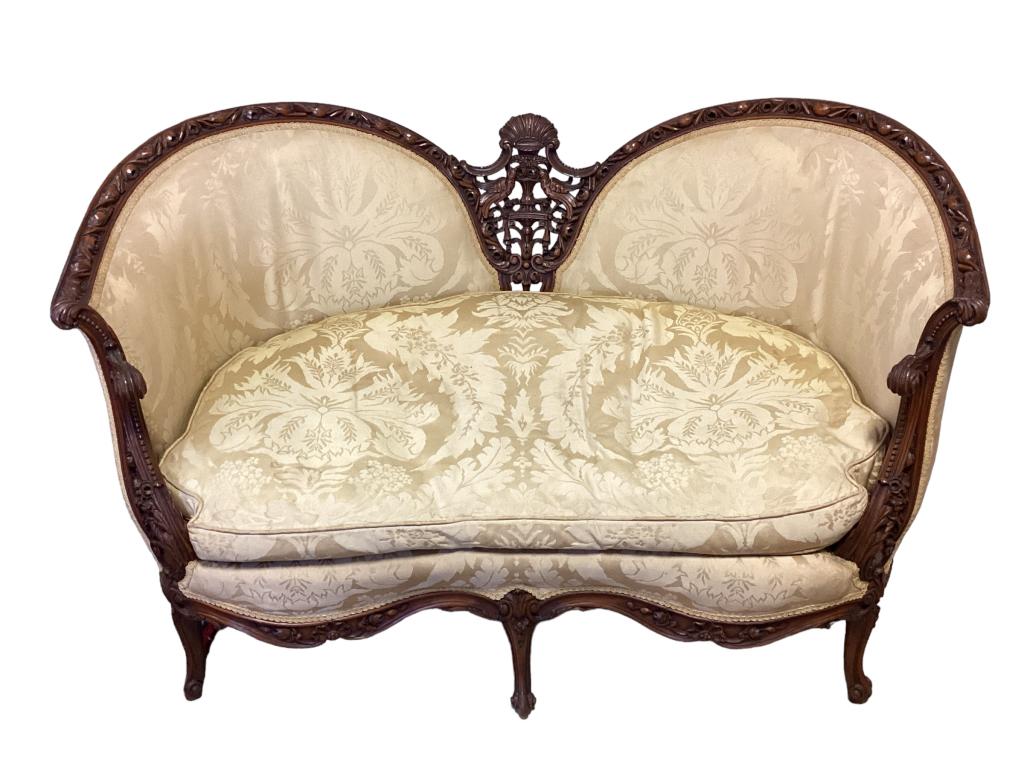 Carved Rococo Walnut Settee (1 of 5)