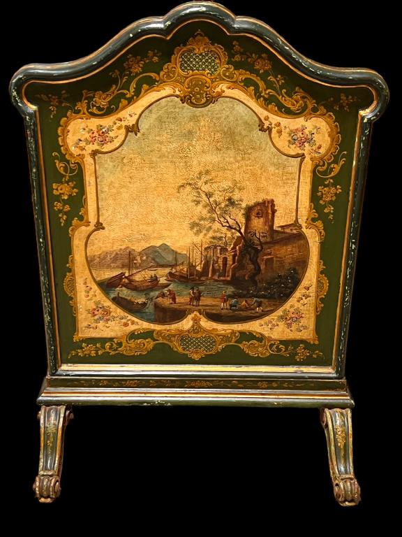 Carved and Hand Painted Italian Fire Ccreen (1 of 3)
