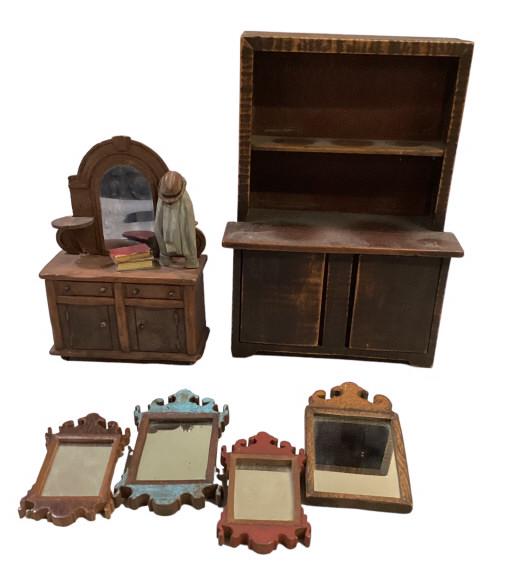 Miniature  Stepback, Dresser, Miniature Mirrors (1 of 7)