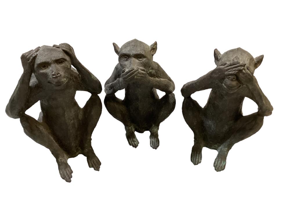 3 Wise Monkeys Bronze Sculptures (1 of 5)