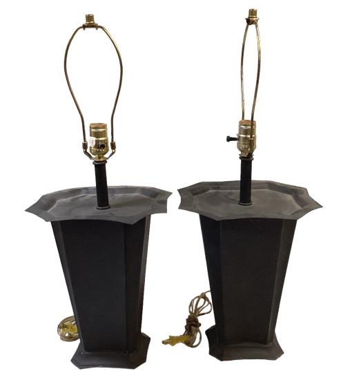 Pair Tole Tin  Vase Lamps (1 of 4)