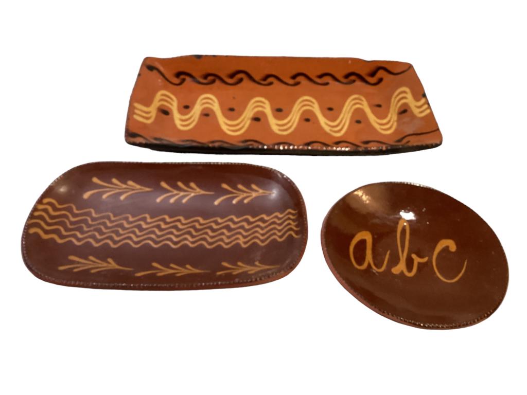 Three Pieces Slip Decoration  Redware (1 of 5)