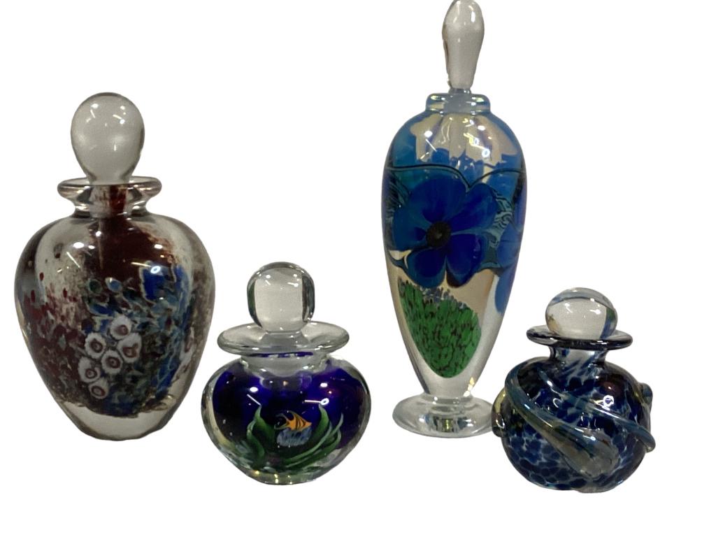 Four Art Glass Perfume Bottles (1 of 6)