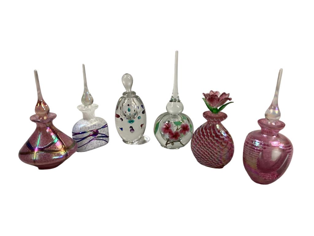 Six Art Glass Perfume  Bottles (1 of 4)