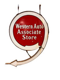 Double Sided Porcelain Western Auto Sign