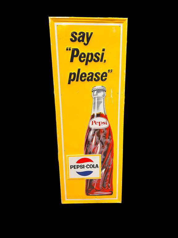 Vintage "Say Pepsi Please" Embossed Tin Sign (1 of 5)