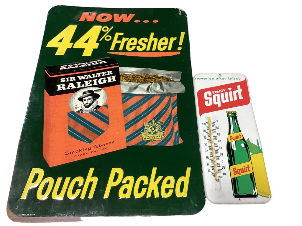Sir Walter Raleigh Sign, Squirt Thermometer (1 of 5)