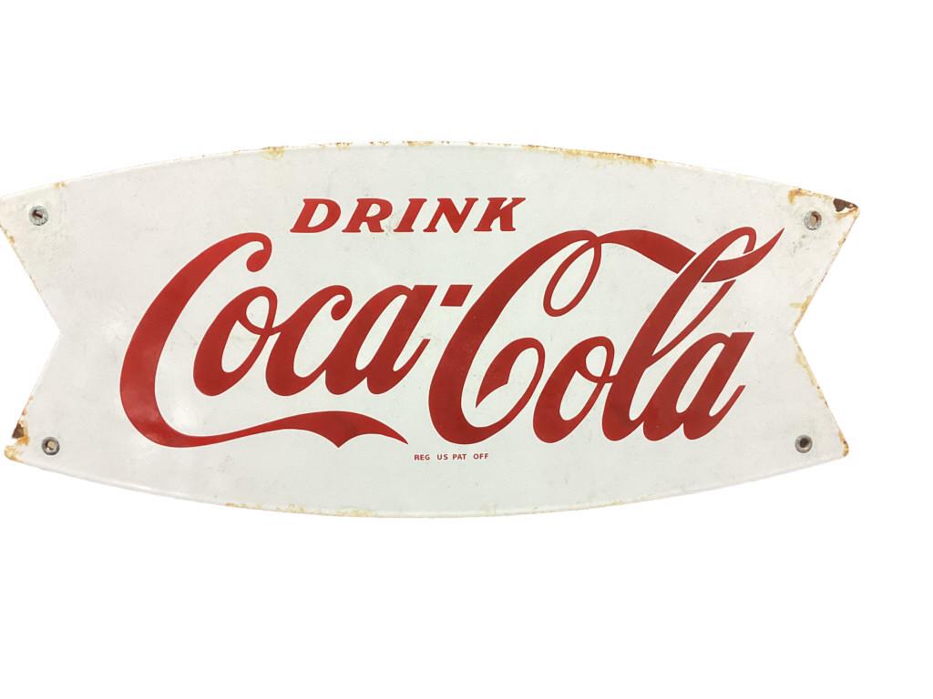 Drink Coca Cola Porcelain Fishtail Rack Sign (1 of 4)