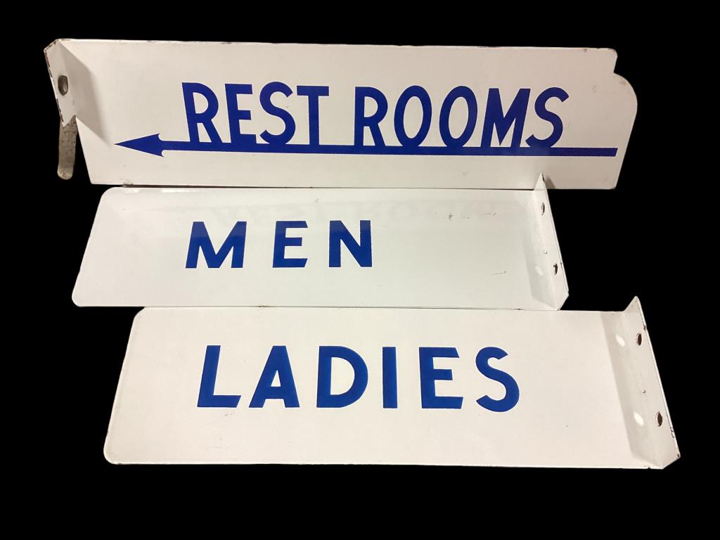 Porcelain  Service Station Restrooms Signs (1 of 5)