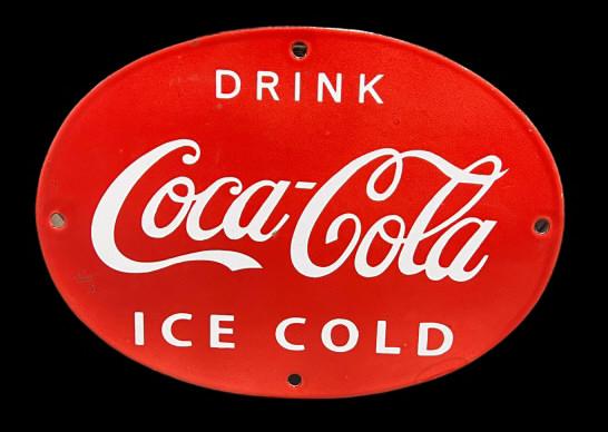 Vintage Poreclain Coca-Cola Sign: Drink , Ice Cold, 10.25 x 7.5, Like new condition