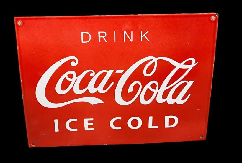 Vintage Porcelain Drink Coca-Cola Sign (1 of 4)