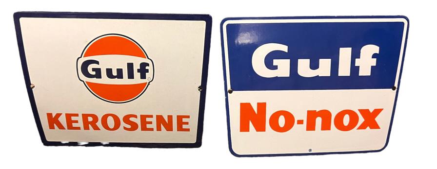 2 Porcelain NOS Gulf Pump Plates (1 of 5)