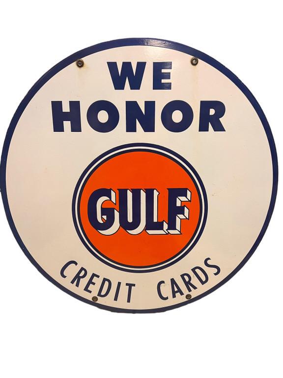 Porcelain Double Sided Gulf Credit Card Sign (1 of 6)