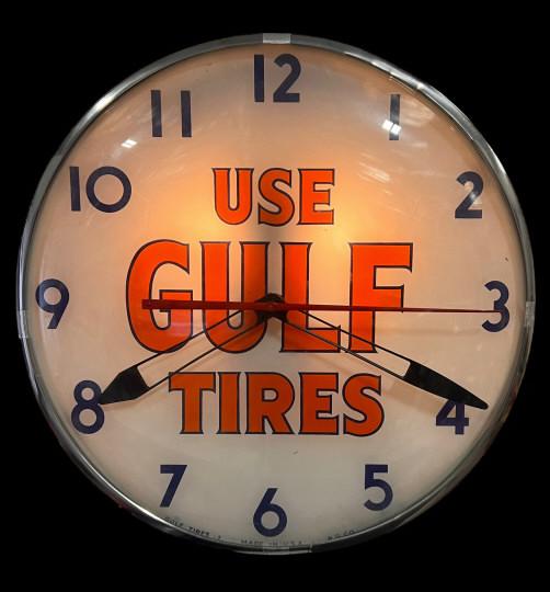 Vintage Use Gulf Tire Service Station Clock. (1 of 3)