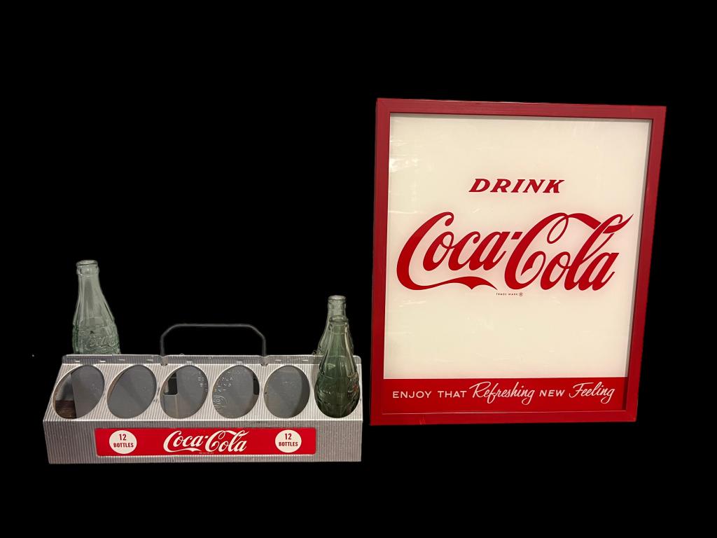 Coca- Cola Milk Glass Panel & Aluminum Carrier (1 of 3)