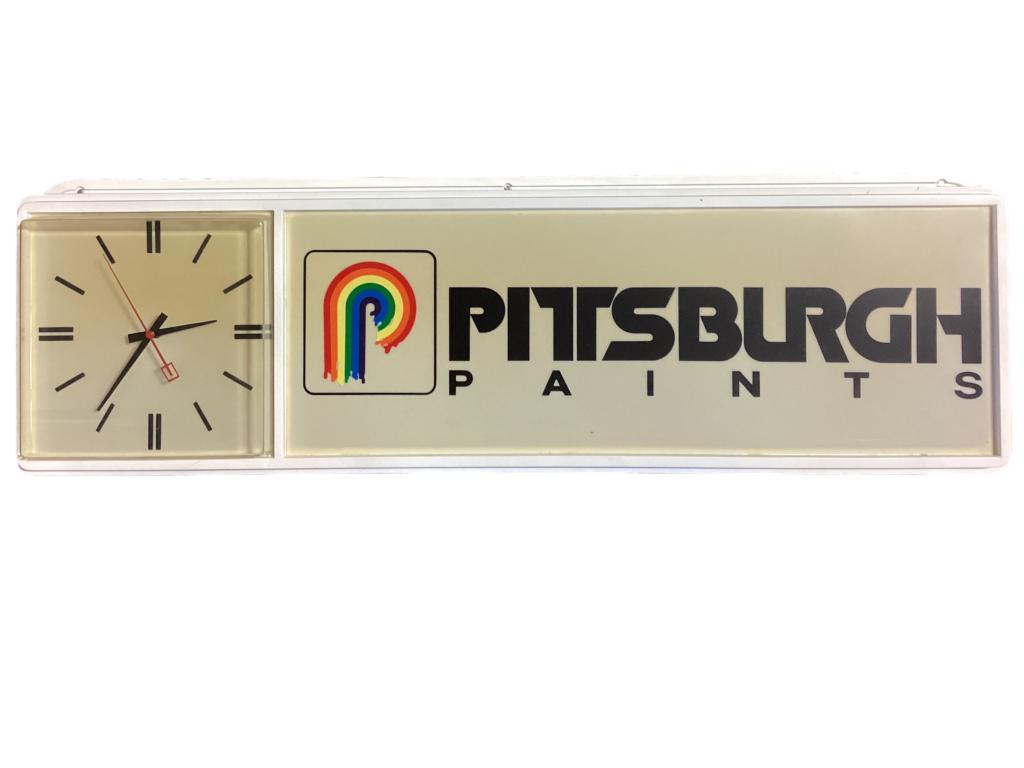 Pittsburg Paints Lighted Advertising Sign Clock (1 of 3)
