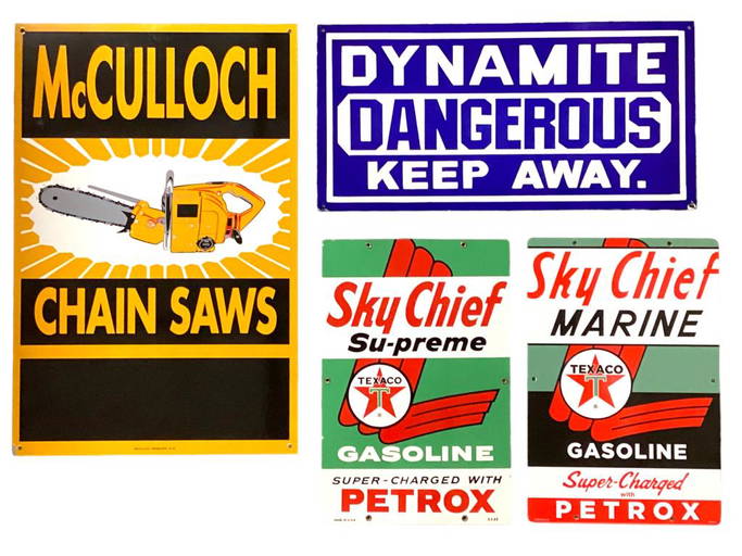 4 Reproduction Porcelain Signs