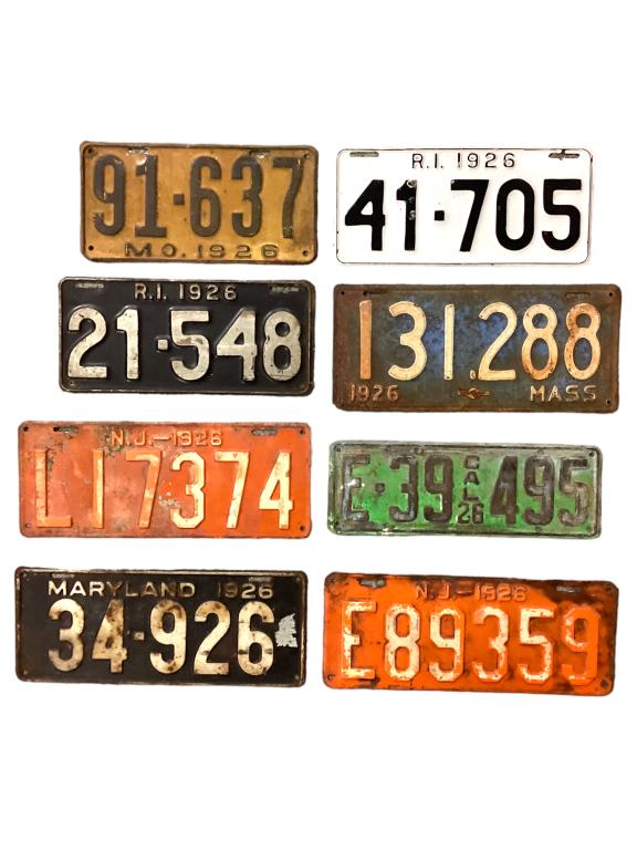 8 Antique License Plates From 1926 (1 of 7)