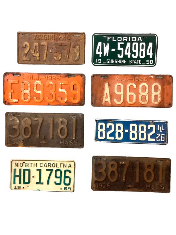8 Vintage and Antique License Plates (1 of 9)