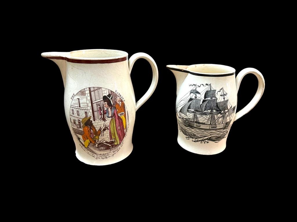 2 Antique Liverpool Creamware Pitchers (1 of 8)