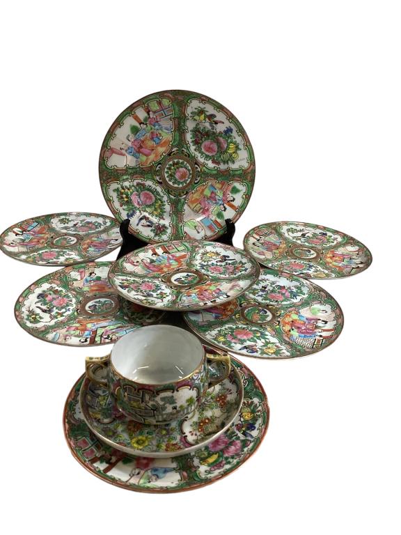 8 Piece Group Famille Porcelain (1 of 6)