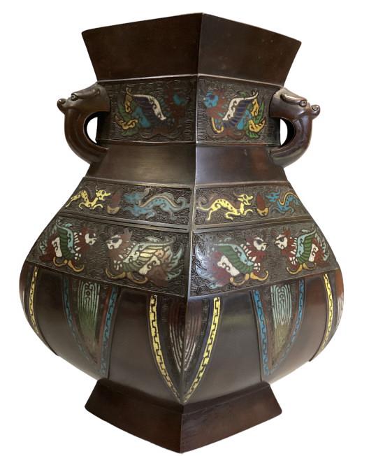Asian Bronze Champleve Urn Vase (1 of 5)