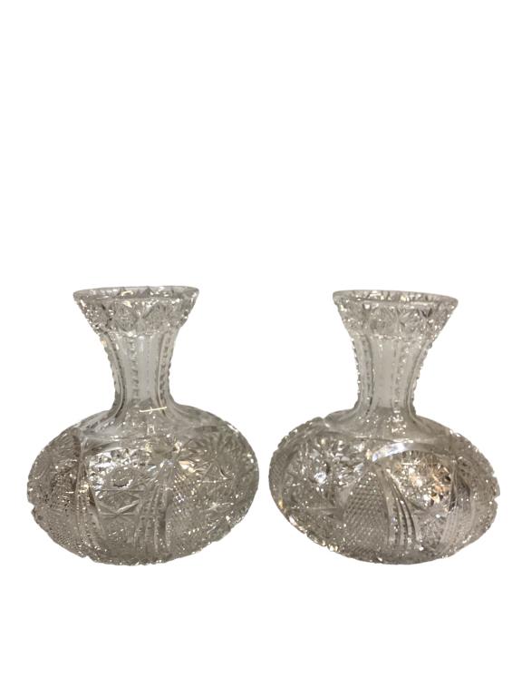 Pair Cut Glass Vases (1 of 4)