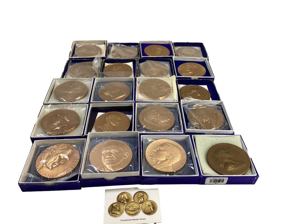 Twenty US Mint Bronze Presidental Collector Medals (1 of 7)