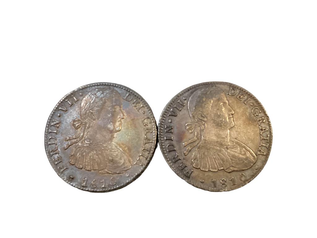Two 1810 Ferdinand  VII, Spain Silver Coins (1 of 5)