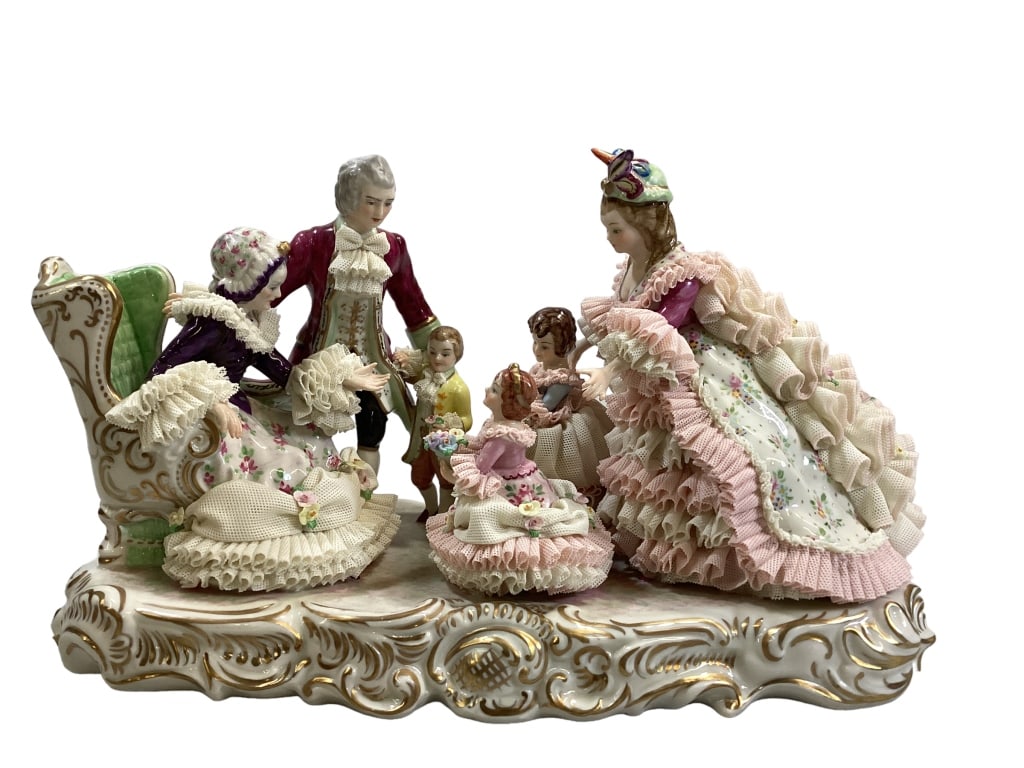 Irish  Dresden Porcelain Figural Grouping (1 of 6)