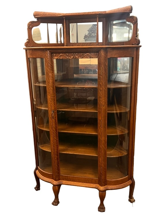 Unusual Oak Corner Curio Cabinet (1 of 3)